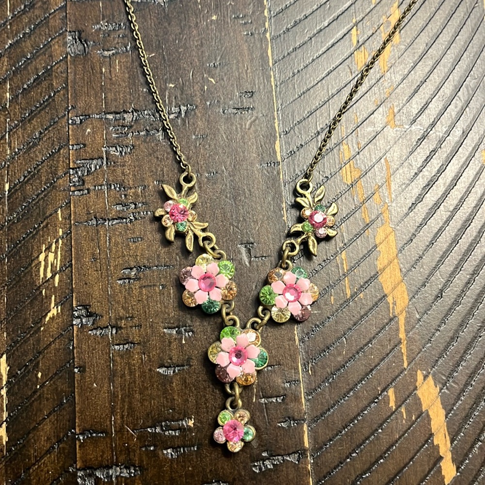 Michal Negrin pink floral necklace